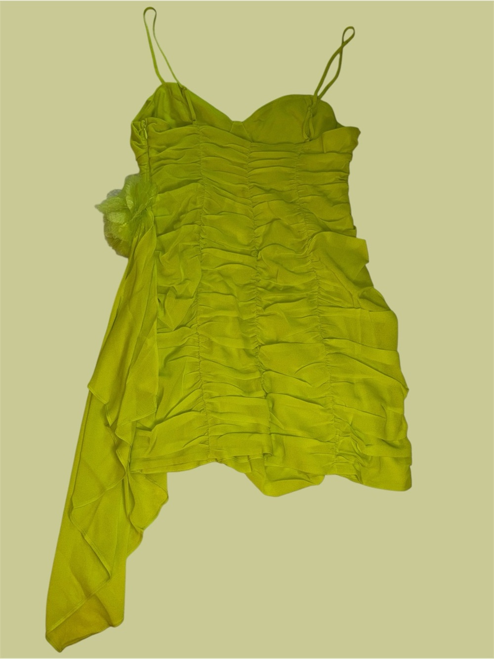 For Love and Lemons Lorlai Ruched Spaghetti Strap Mini Dress with Draping Accent - Picture 3 of 8